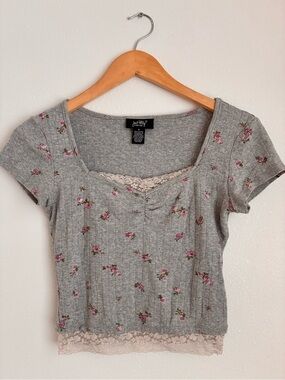 Just Polly Coquette 100% Cotton Lacy Floral Top